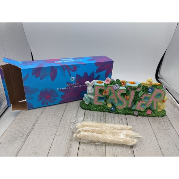Vintage Nobel Ball 8" Easter Mini Taper Candle Holder Spring Bunny Decoration - Picture 1 of 6